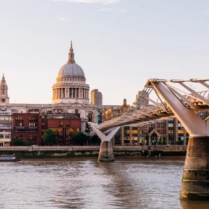 St Paul's cathedral and the Millennium Bridge in London